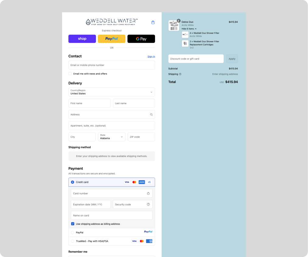 If you're signed in to ShopPay, check out as a guest